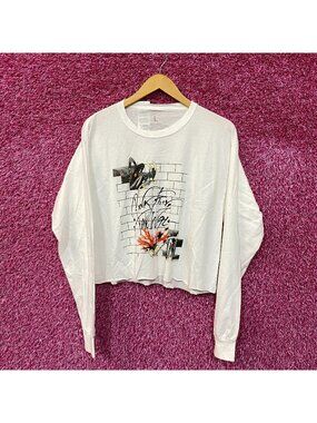 Pink Floyd The wall White Long Sleeve Crop Top size Large